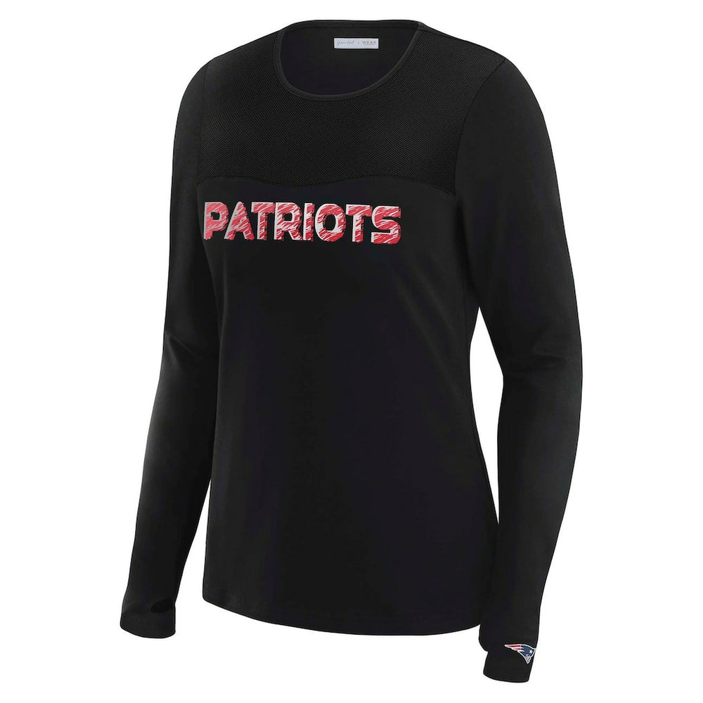New England Patriots  WEAR by Erin Andrews x Gracie Hunt Women's Mesh Panel Long Sleeve T-Shirt