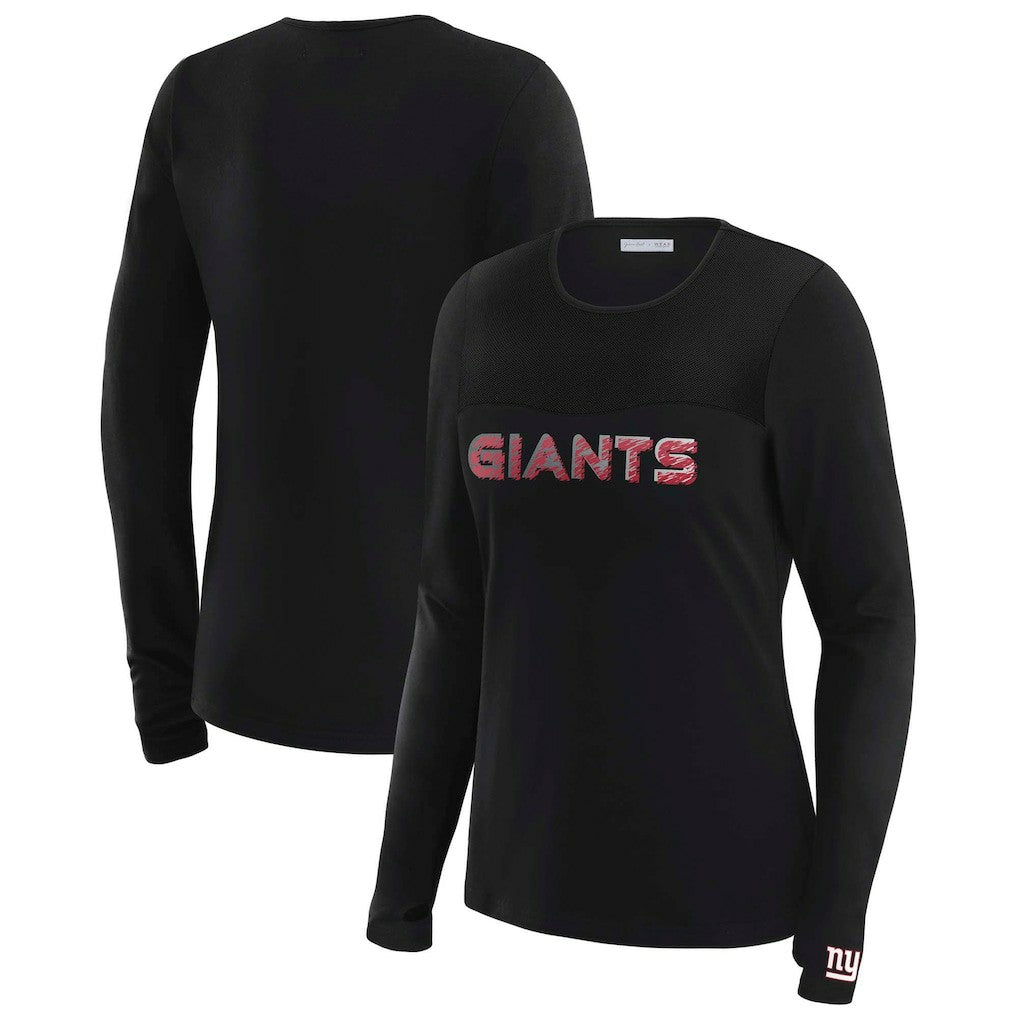 New York Giants  WEAR by Erin Andrews x Gracie Hunt Women's Mesh Panel Long Sleeve T-Shirt