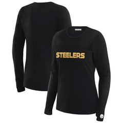 Pittsburgh Steelers  WEAR by Erin Andrews x Gracie Hunt Women's Mesh Panel Long Sleeve T-Shirt