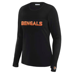 Cincinnati Bengals  WEAR by Erin Andrews x Gracie Hunt Women's Mesh Panel Long Sleeve T-Shirt