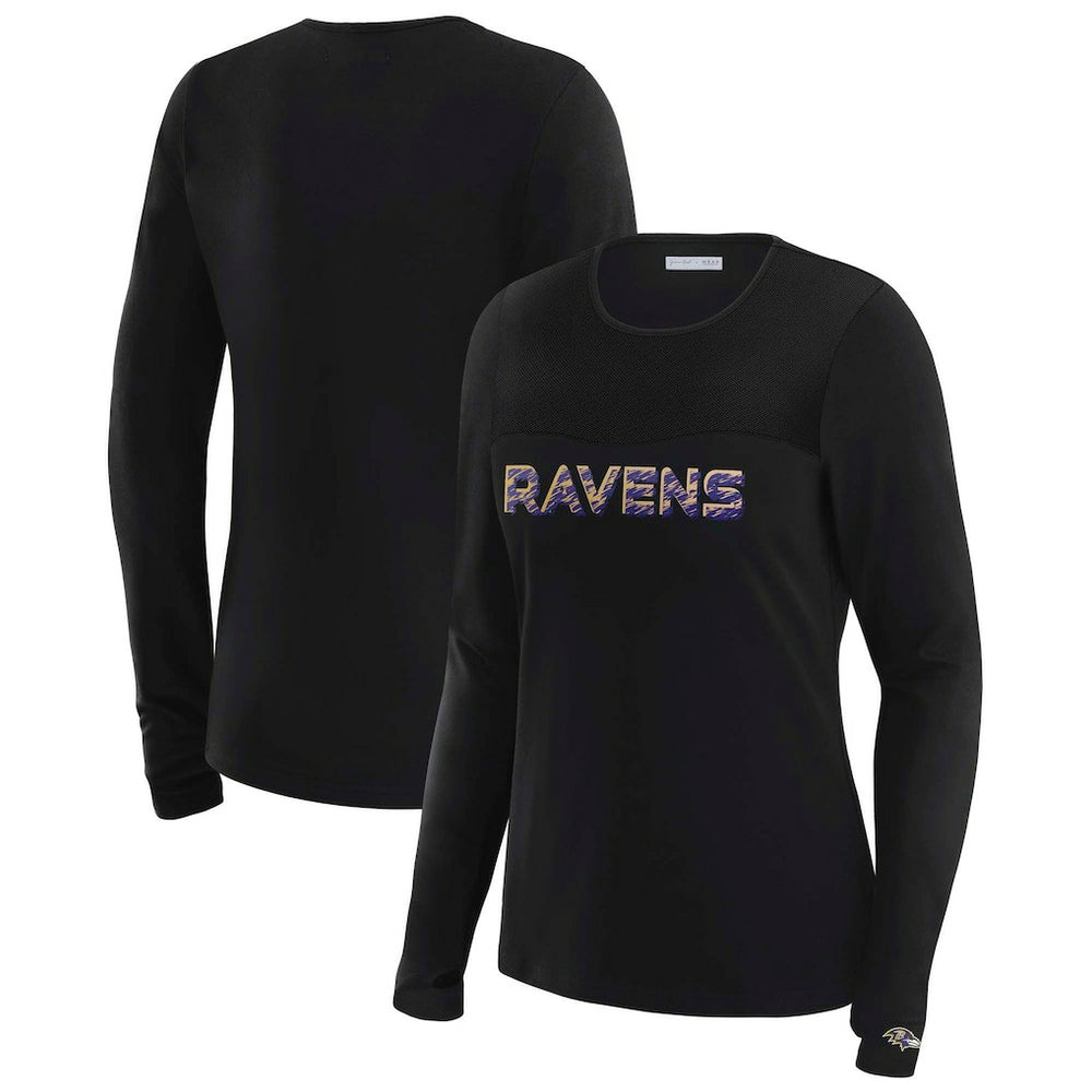 Baltimore Ravens  WEAR by Erin Andrews x Gracie Hunt Women's Mesh Panel Long Sleeve T-Shirt