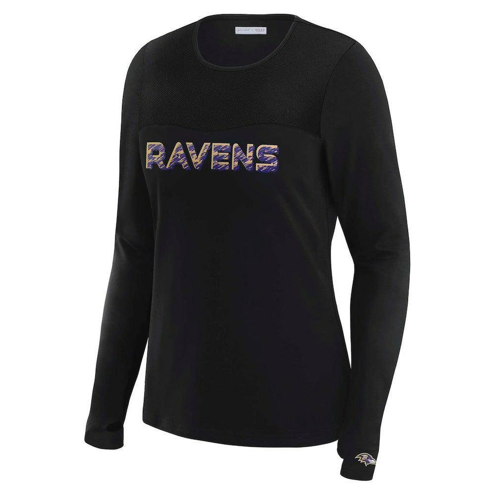 Baltimore Ravens  WEAR by Erin Andrews x Gracie Hunt Women's Mesh Panel Long Sleeve T-Shirt