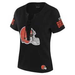 Cleveland Browns  WEAR by Erin Andrews x Gracie Hunt Women's Draft Me Lace-Up T-Shirt