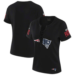 New England Patriots  WEAR by Erin Andrews x Gracie Hunt Women's Draft Me Lace-Up T-Shirt