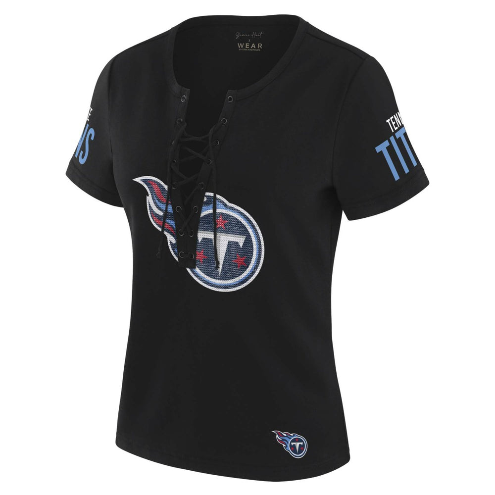 Tennessee Titans  WEAR by Erin Andrews x Gracie Hunt Women's Draft Me Lace-Up T-Shirt