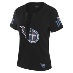 Tennessee Titans  WEAR by Erin Andrews x Gracie Hunt Women's Draft Me Lace-Up T-Shirt