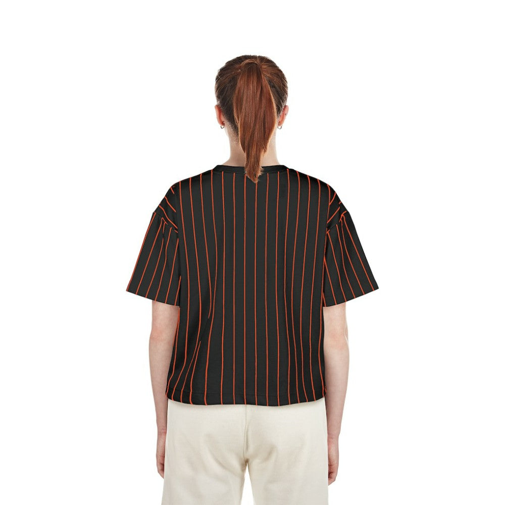 Baltimore Orioles New Era Women's Cooperstown Collection Multiplier Pinstripe Cropped T-Shirt | MLB On Sale