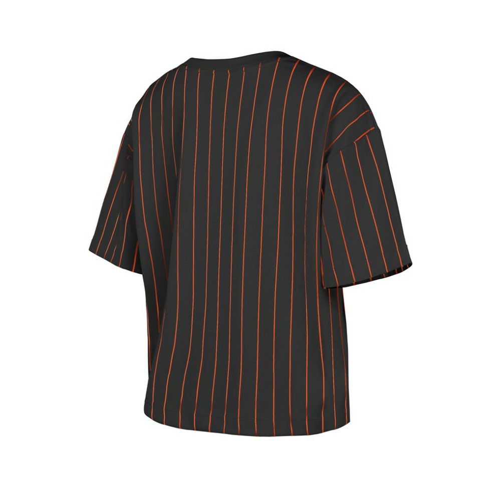 Baltimore Orioles New Era Women's Cooperstown Collection Multiplier Pinstripe Cropped T-Shirt | MLB On Sale