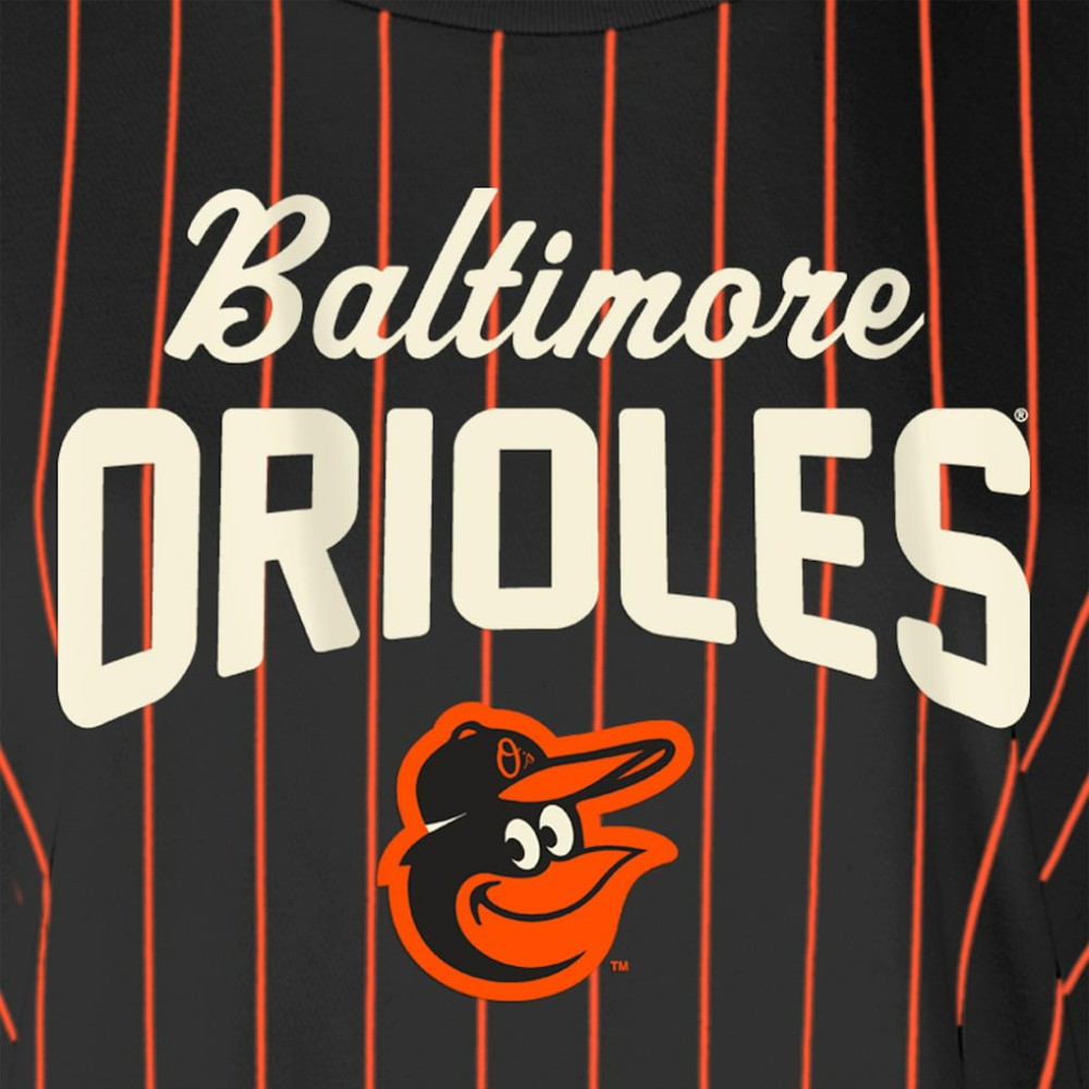 Baltimore Orioles New Era Women's Cooperstown Collection Multiplier Pinstripe Cropped T-Shirt | MLB On Sale