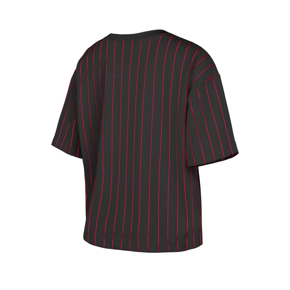 Cincinnati Reds New Era Women's Cooperstown Collection Multiplier Pinstripe Cropped T-Shirt | MLB Outlet