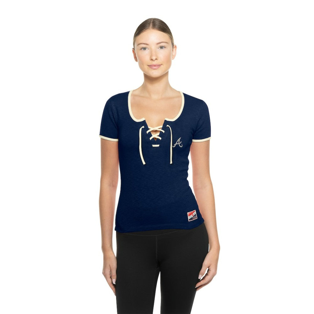 Atlanta Braves New Era Women's Throwback Lace Up T-Shirt | MLB Online