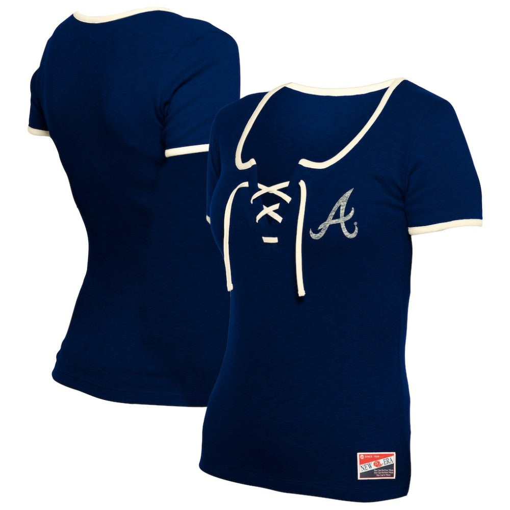 Atlanta Braves New Era Women's Throwback Lace Up T-Shirt | MLB Online
