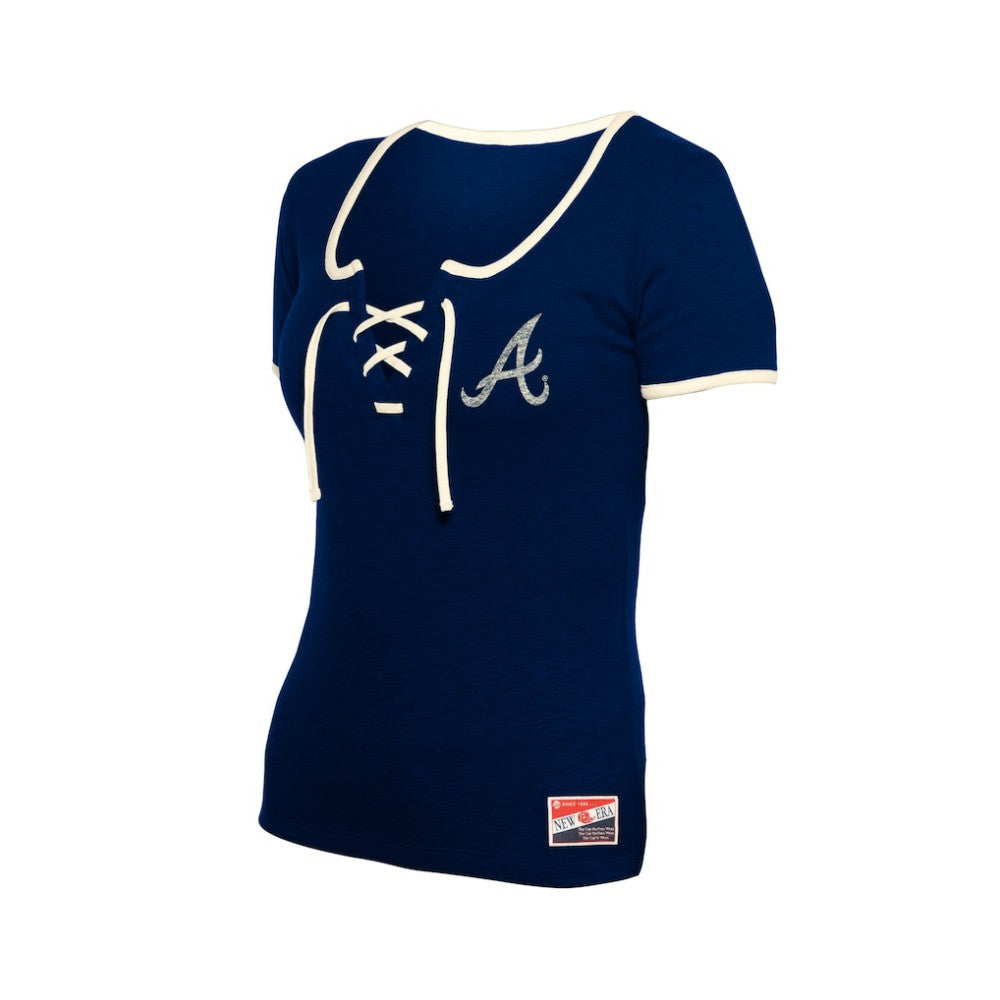 Atlanta Braves New Era Women's Throwback Lace Up T-Shirt | MLB Online