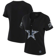 Dallas Cowboys  WEAR by Erin Andrews x Gracie Hunt Women's Draft Me Lace-Up T-Shirt