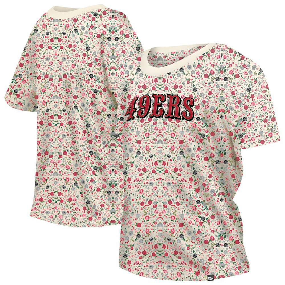 San Francisco 49ers New Era Women's Glam Game Floral Scoop Neck T-Shirt