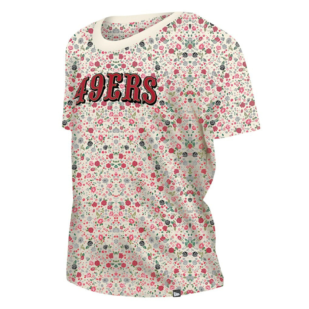 San Francisco 49ers New Era Women's Glam Game Floral Scoop Neck T-Shirt