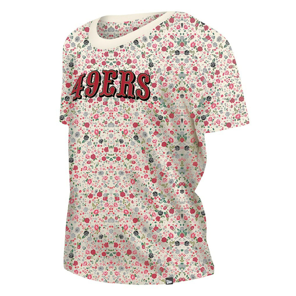 San Francisco 49ers New Era Women's Glam Game Floral Scoop Neck T-Shirt