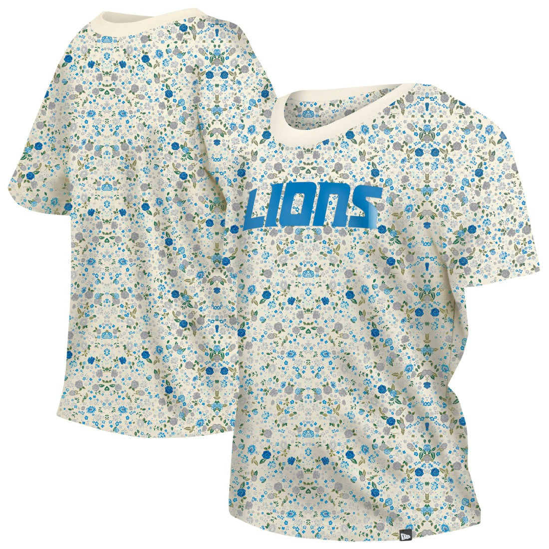 Detroit Lions New Era Women's Glam Game Floral Scoop Neck T-Shirt