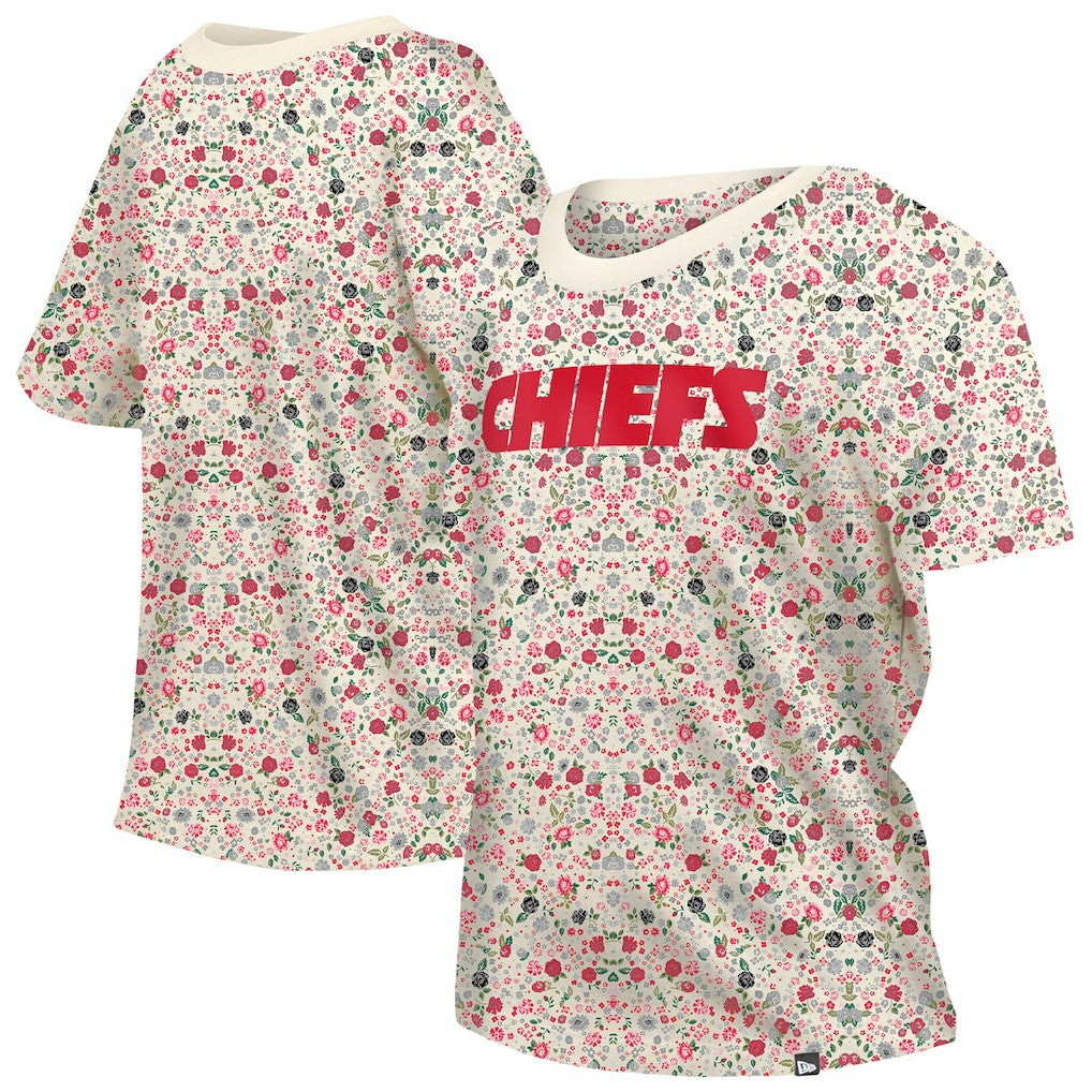 Kansas City Chiefs New Era Women's Glam Game Floral Scoop Neck T-Shirt
