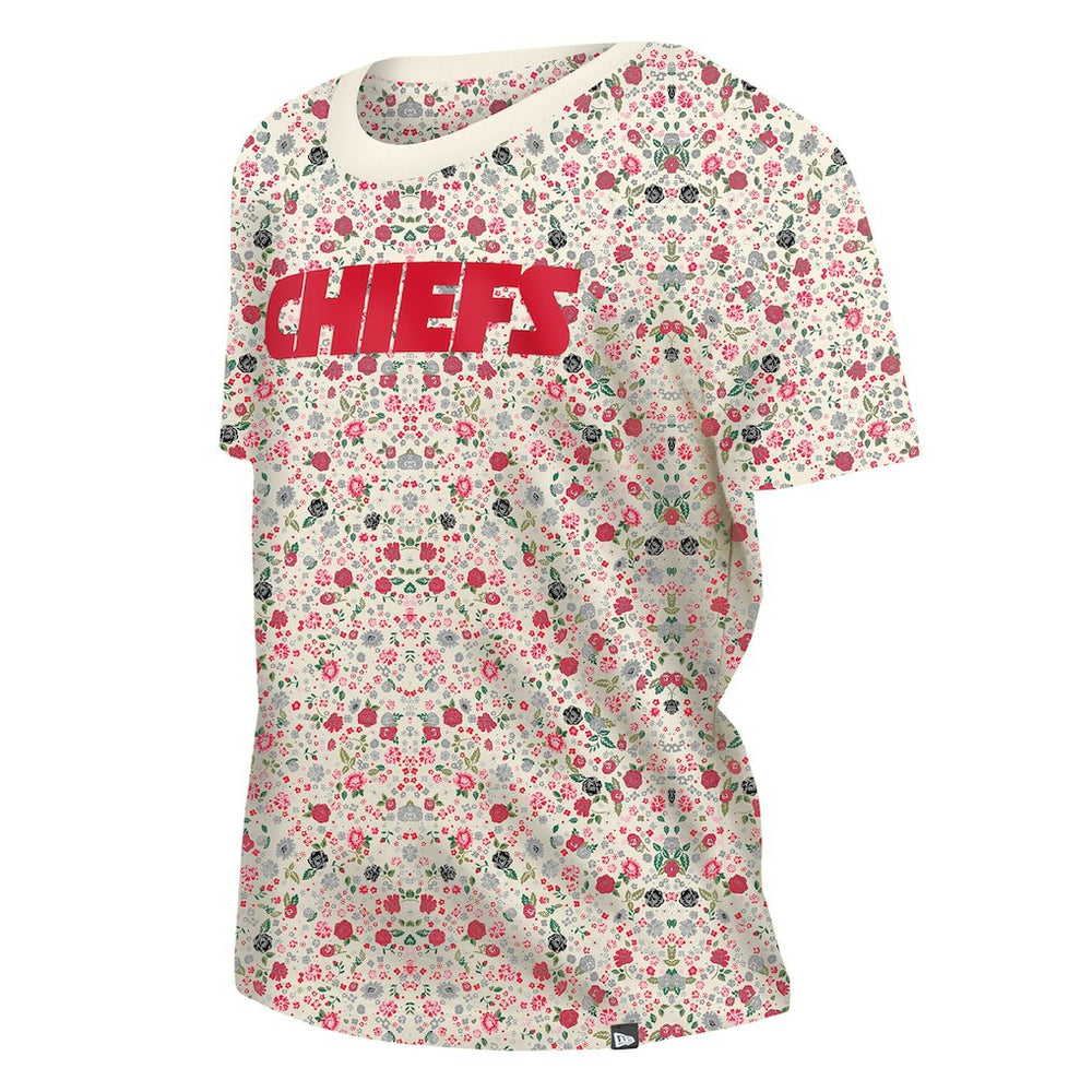 Kansas City Chiefs New Era Women's Glam Game Floral Scoop Neck T-Shirt