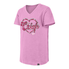 Kansas City Chiefs New Era Girls Youth Flip Sequins V-Neck T-Shirt