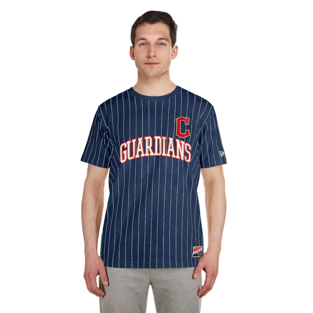 Cleveland Guardians New Era Throwback Pinstripe T-Shirt | MLB On Sale