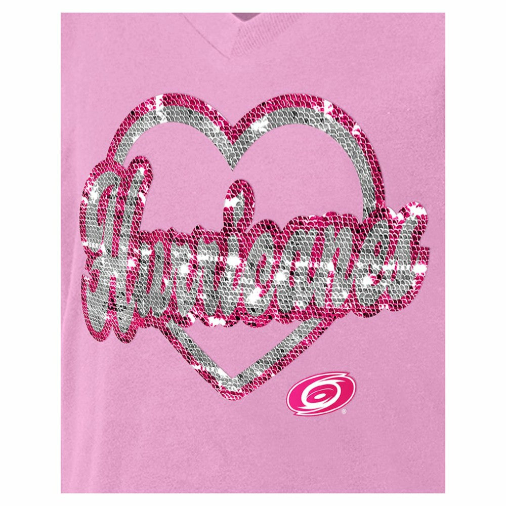 Carolina Hurricanes New Era Girl's Youth Flip Sequin V-Neck T-Shirt Sale