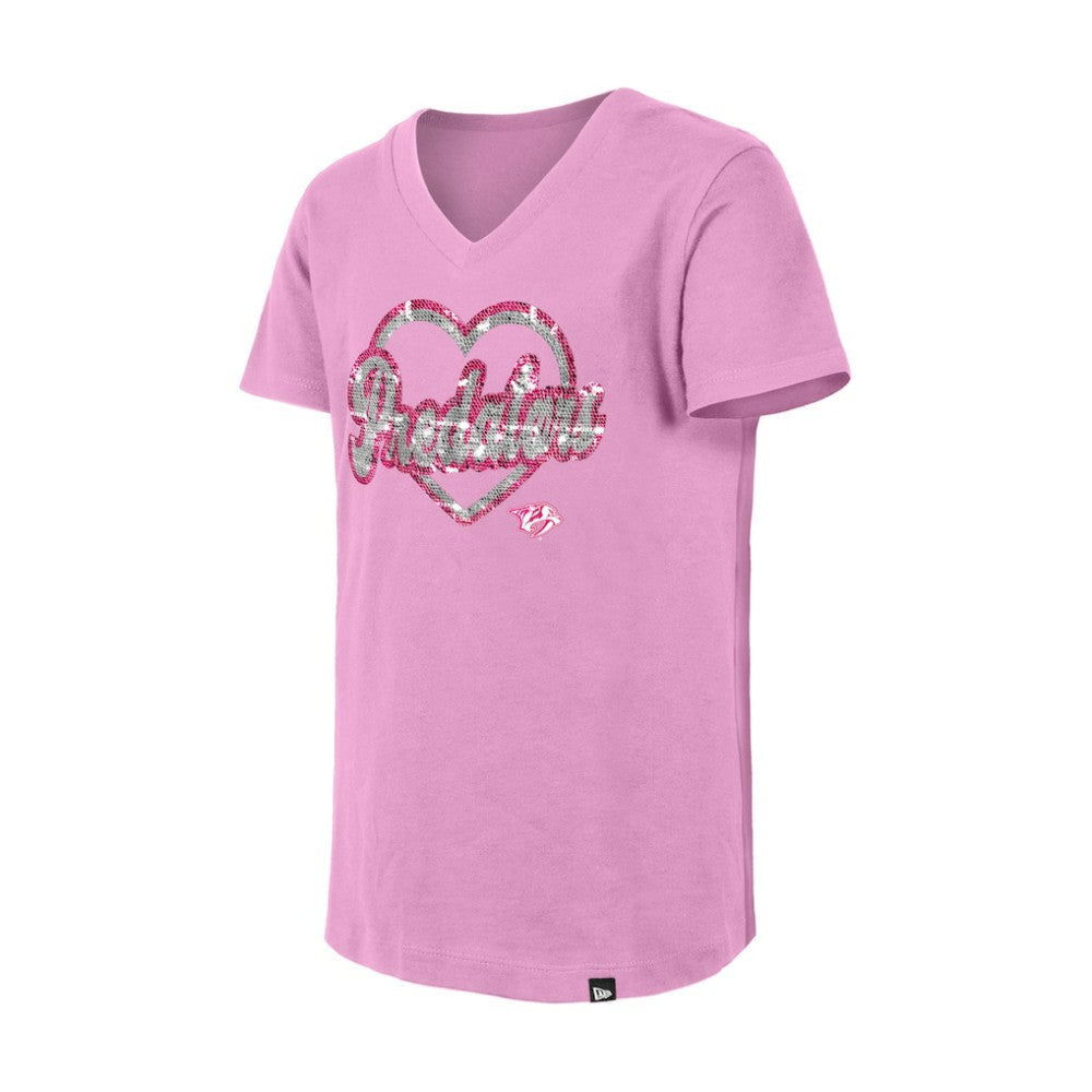 Nashville Predators New Era Girl's Youth Flip Sequin V-Neck T-Shirt Online