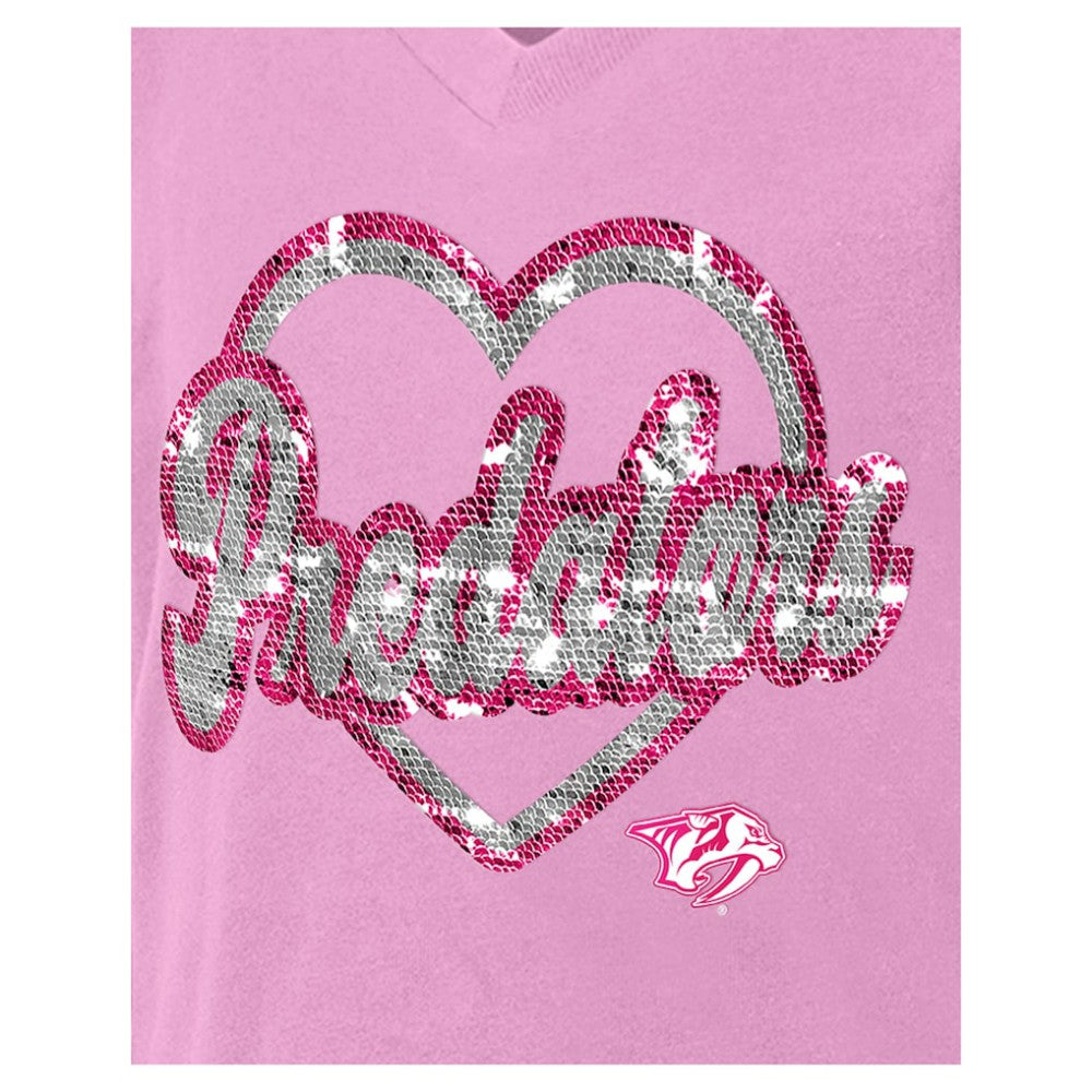 Nashville Predators New Era Girl's Youth Flip Sequin V-Neck T-Shirt Online