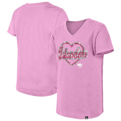 New York Islanders New Era Girl's Youth Flip Sequin V-Neck T-Shirt On Sale