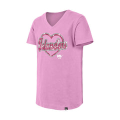 New York Islanders New Era Girl's Youth Flip Sequin V-Neck T-Shirt On Sale