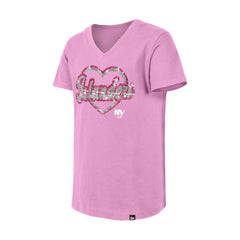 New York Islanders New Era Girl's Youth Flip Sequin V-Neck T-Shirt On Sale