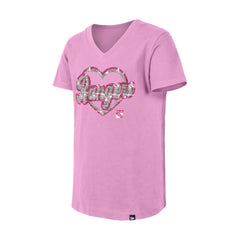 New York Rangers New Era Girl's Youth Flip Sequin V-Neck T-Shirt For Sale