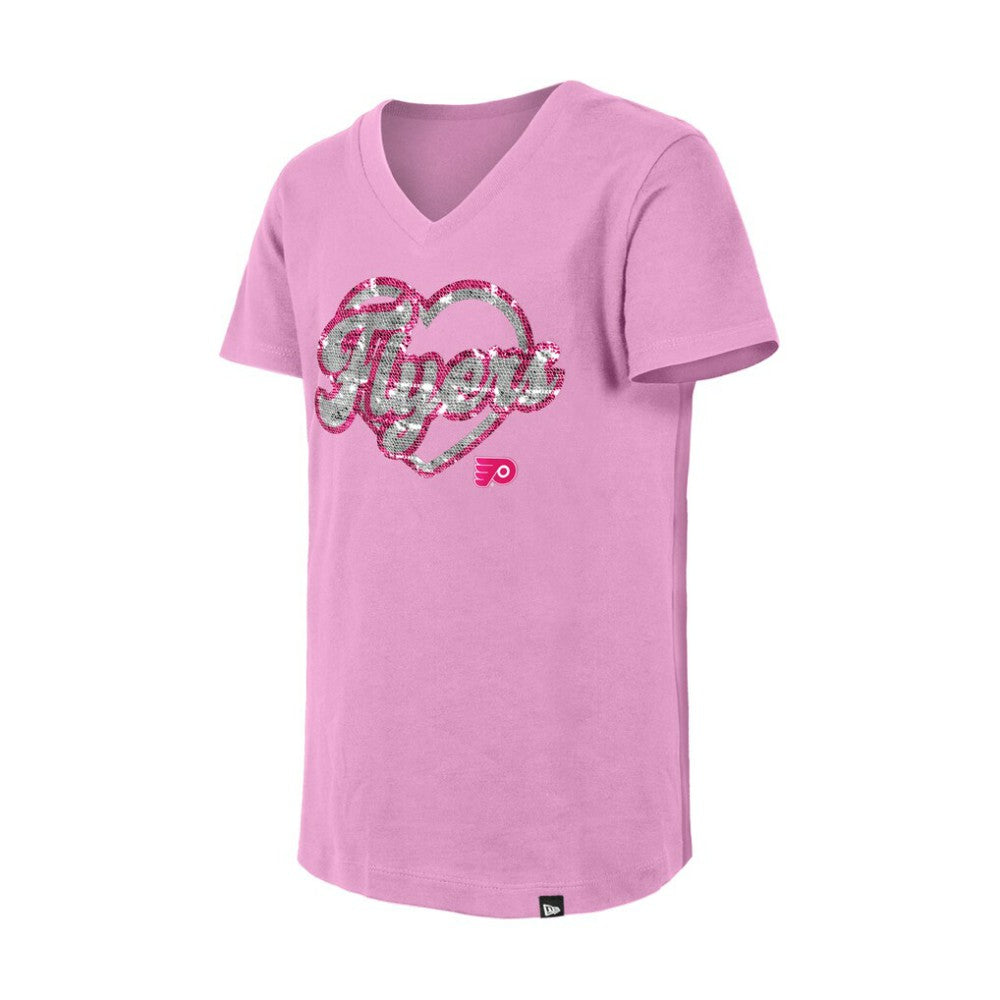 Philadelphia Flyers New Era Girl's Youth Flip Sequin V-Neck T-Shirt Sale
