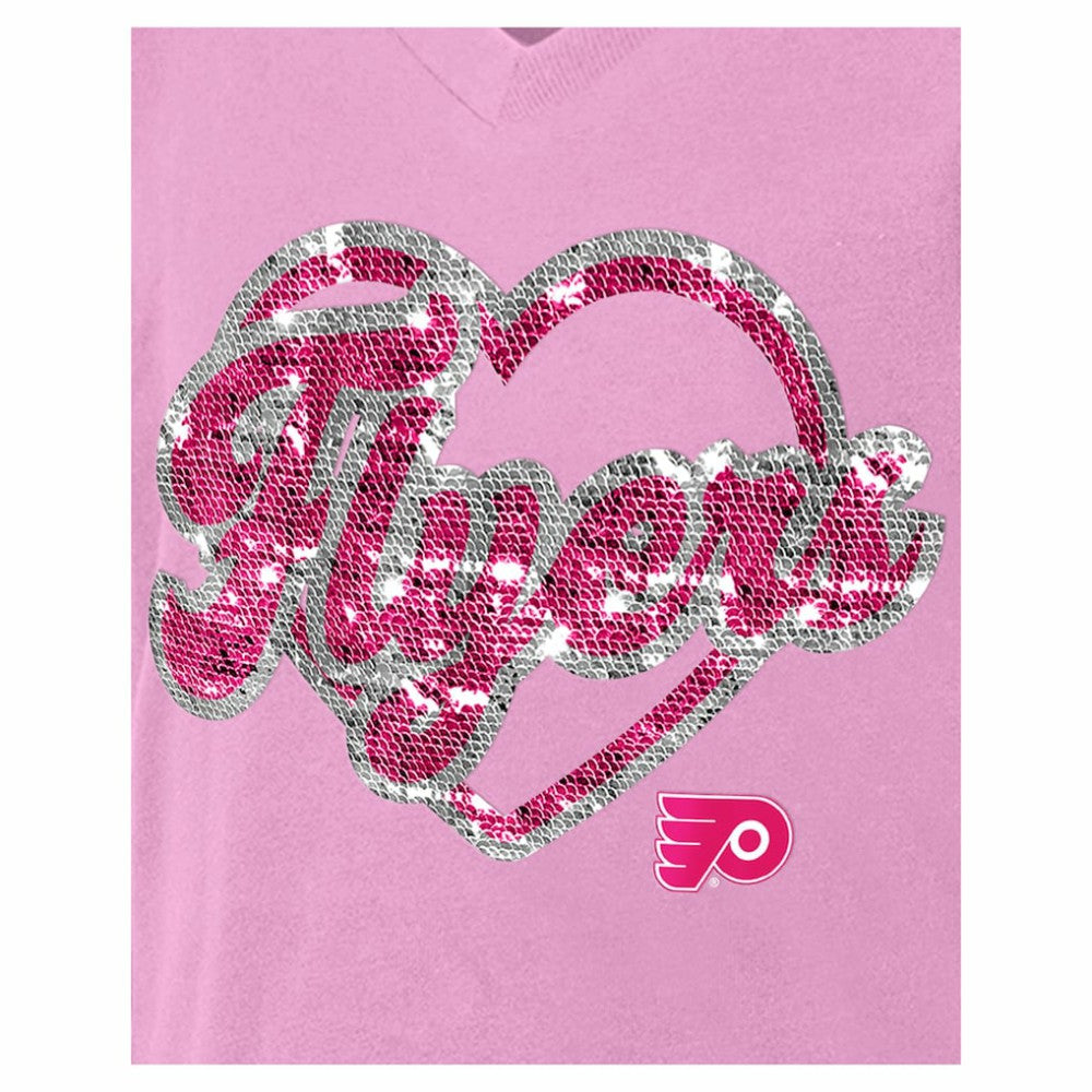 Philadelphia Flyers New Era Girl's Youth Flip Sequin V-Neck T-Shirt Sale