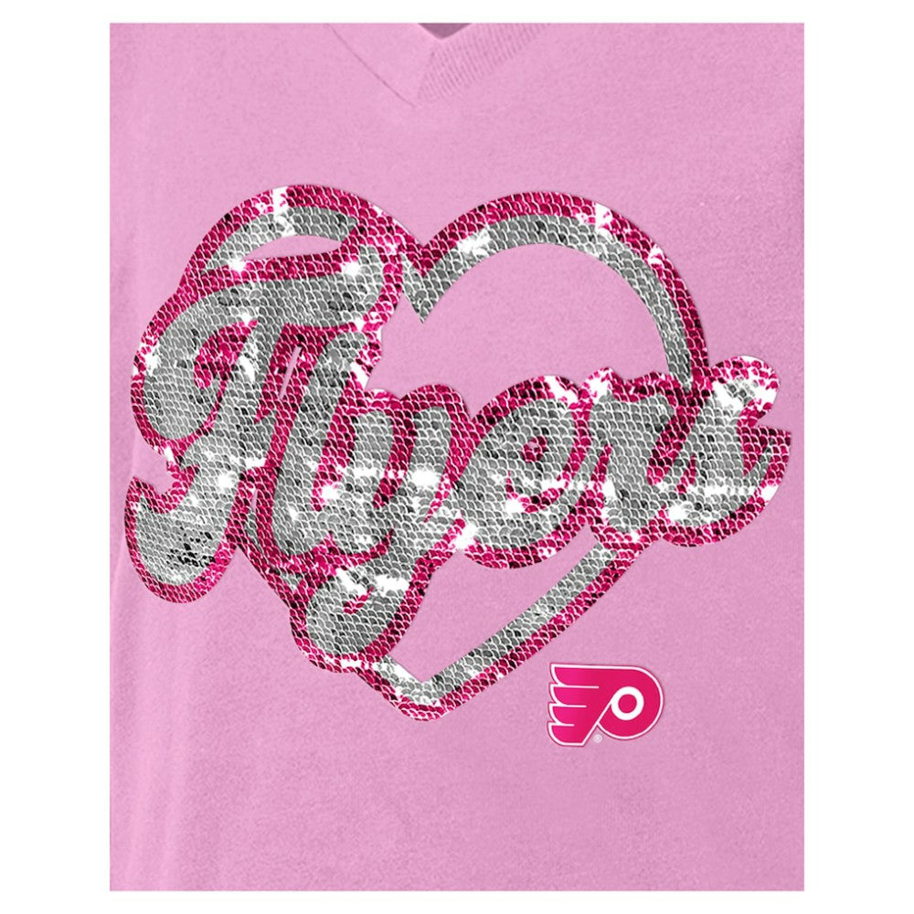 Philadelphia Flyers New Era Girl's Youth Flip Sequin V-Neck T-Shirt Sale