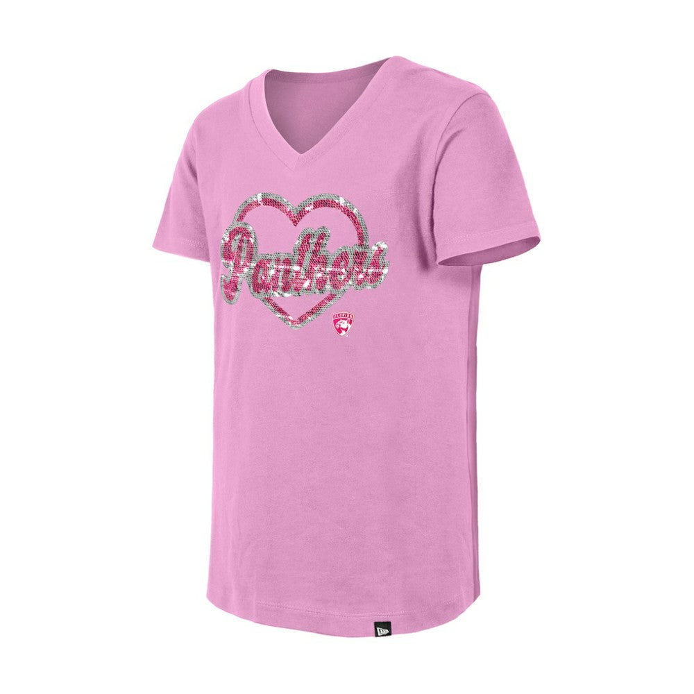 Florida Panthers New Era Girl's Youth Flip Sequin V-Neck T-Shirt On Sale