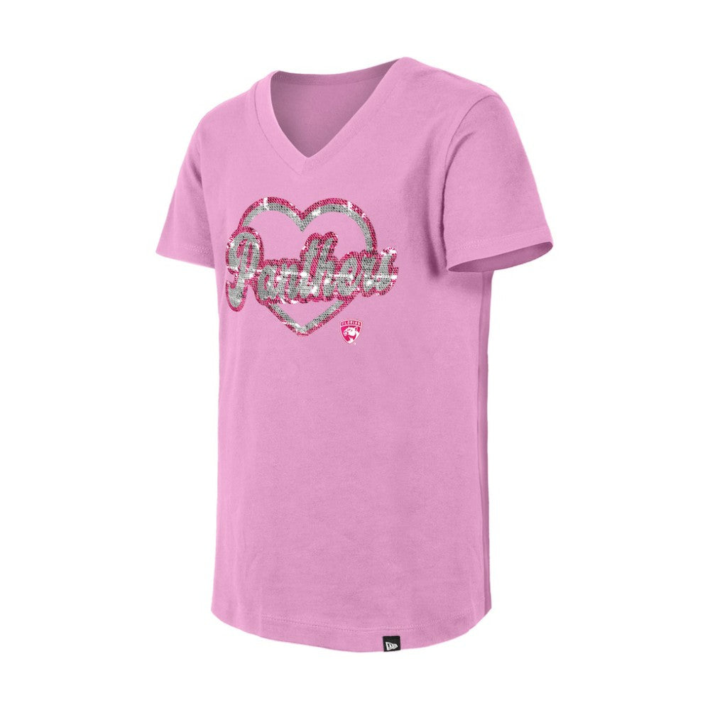 Florida Panthers New Era Girl's Youth Flip Sequin V-Neck T-Shirt On Sale
