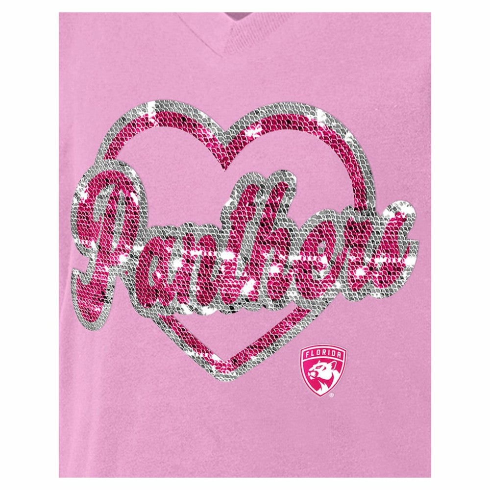 Florida Panthers New Era Girl's Youth Flip Sequin V-Neck T-Shirt On Sale
