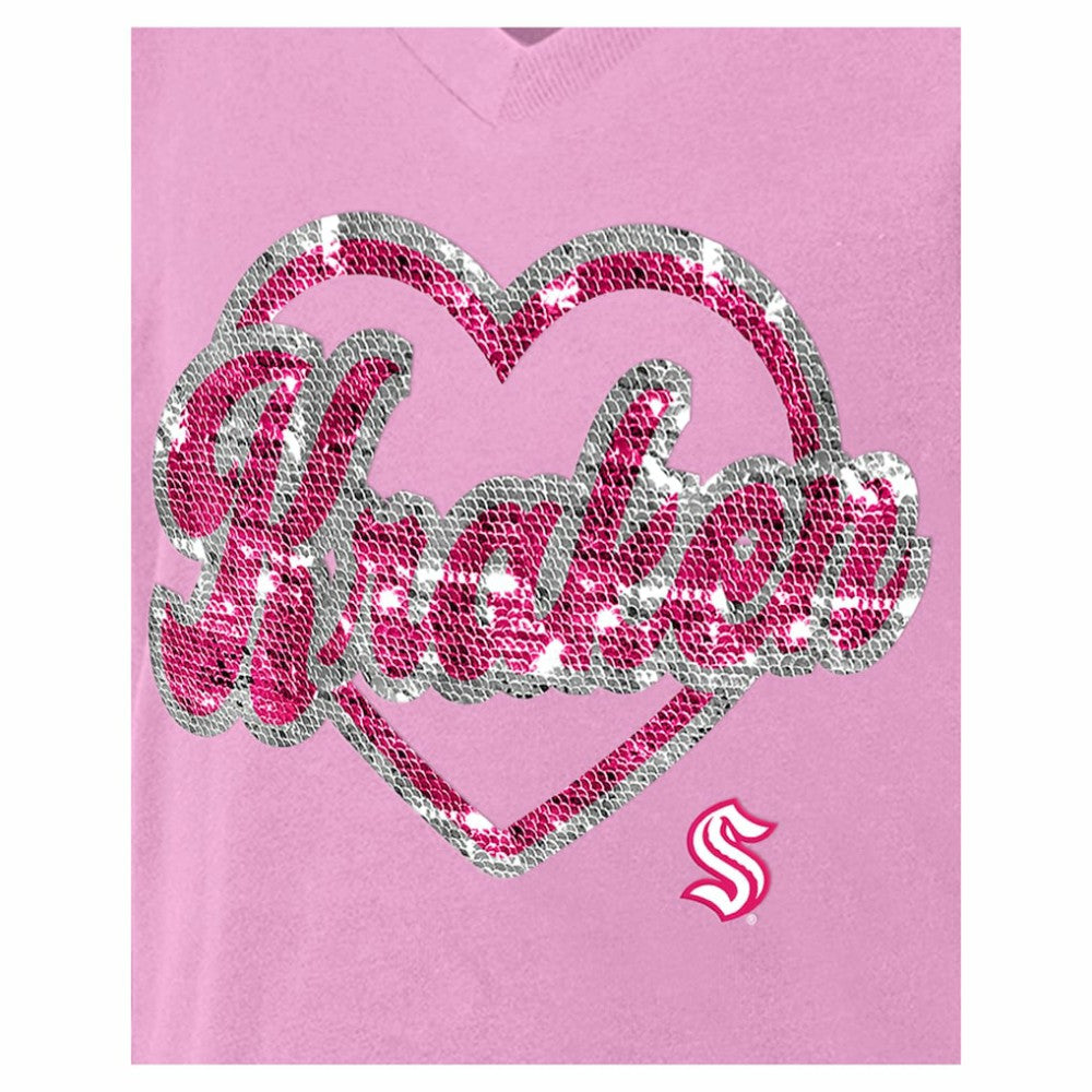 Seattle Kraken New Era Girl's Youth Flip Sequin V-Neck T-Shirt Online