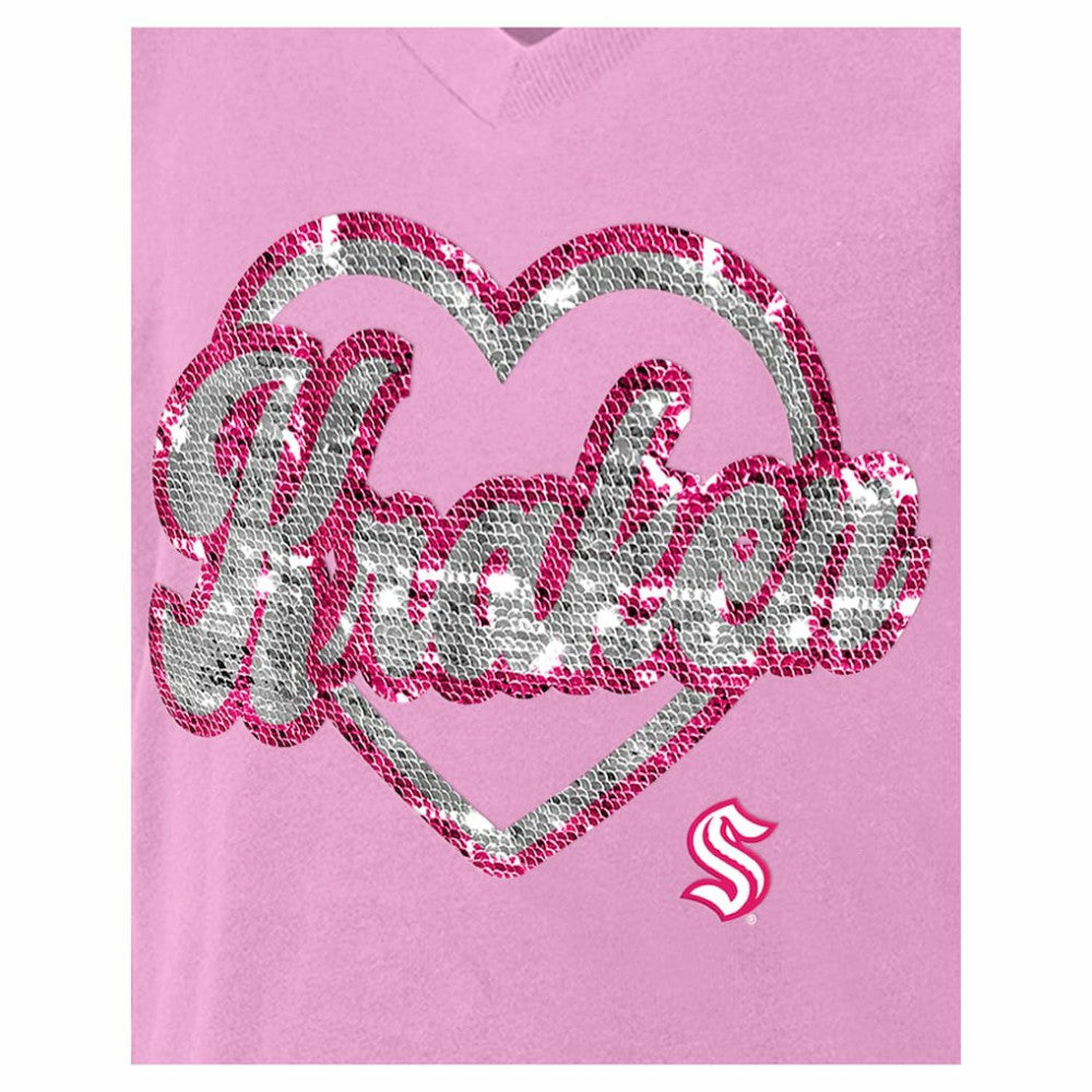 Seattle Kraken New Era Girl's Youth Flip Sequin V-Neck T-Shirt Online