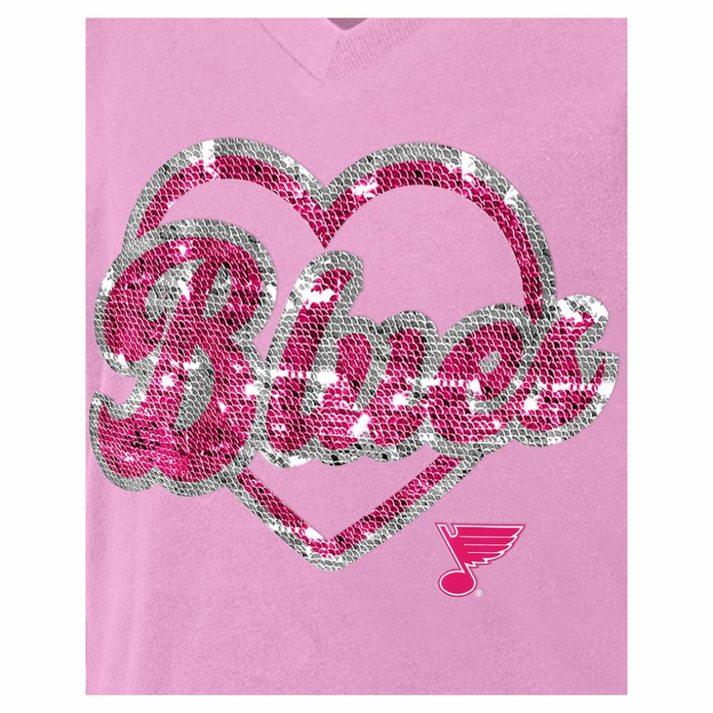 St. Louis Blues New Era Girl's Youth Flip Sequin V-Neck T-Shirt Outlet