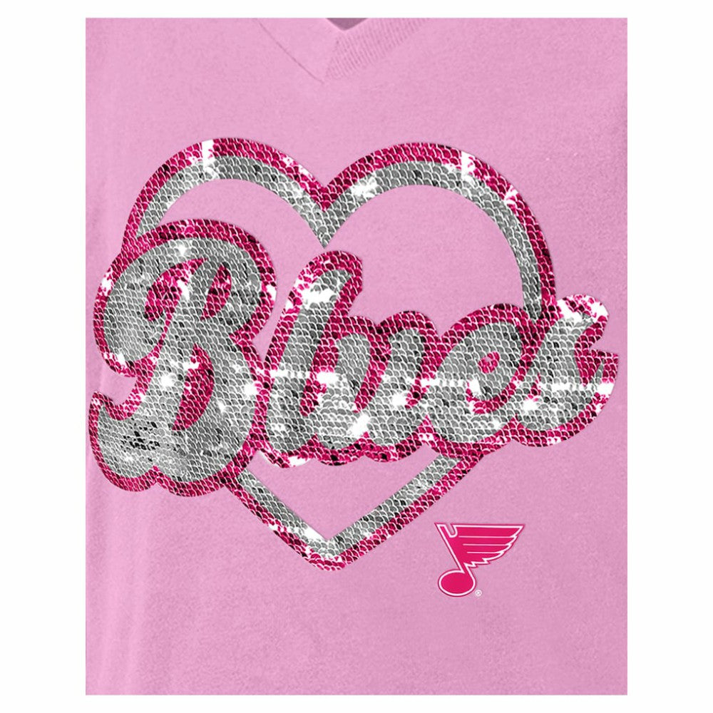 St. Louis Blues New Era Girl's Youth Flip Sequin V-Neck T-Shirt Outlet