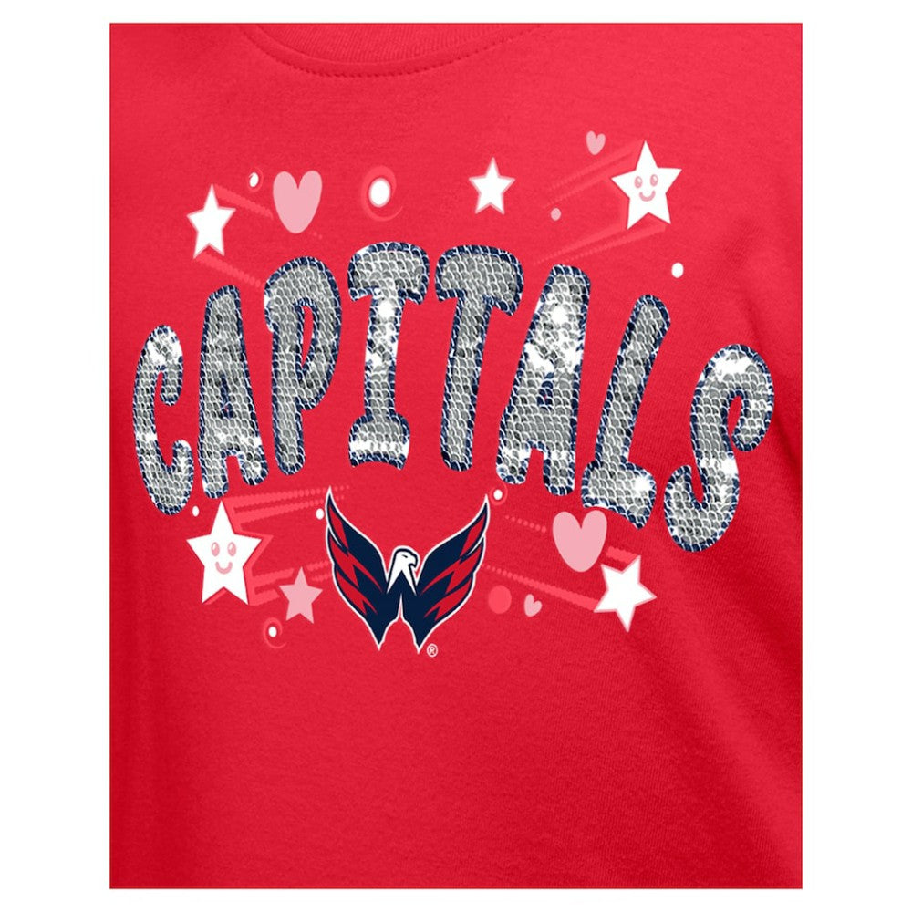 Washington Capitals New Era Girl's Youth Flip Sequin T-Shirt Outlet