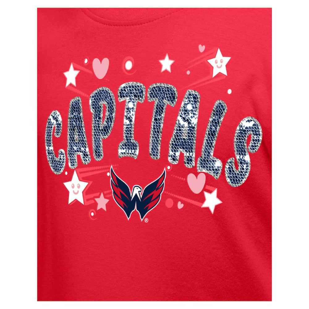 Washington Capitals New Era Girl's Youth Flip Sequin T-Shirt Outlet