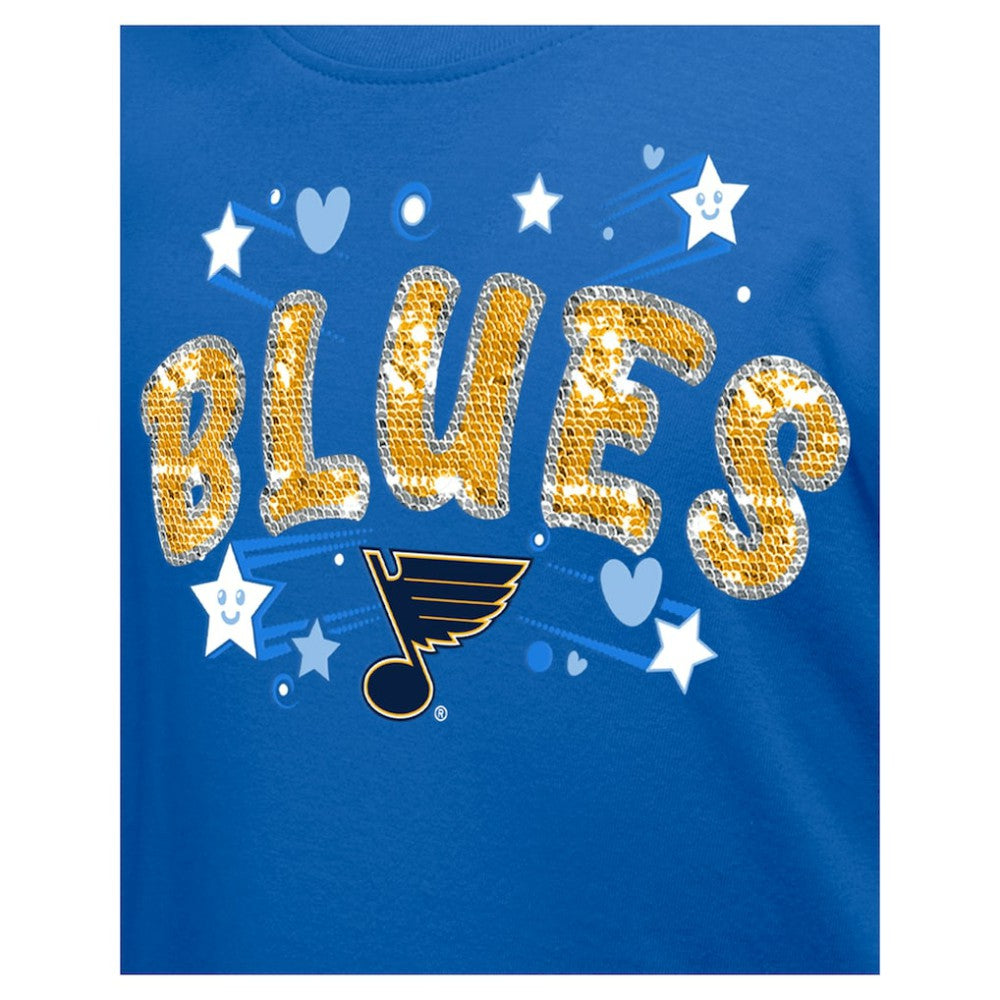 St. Louis Blues New Era Girl's Youth Flip Sequin T-Shirt For Sale