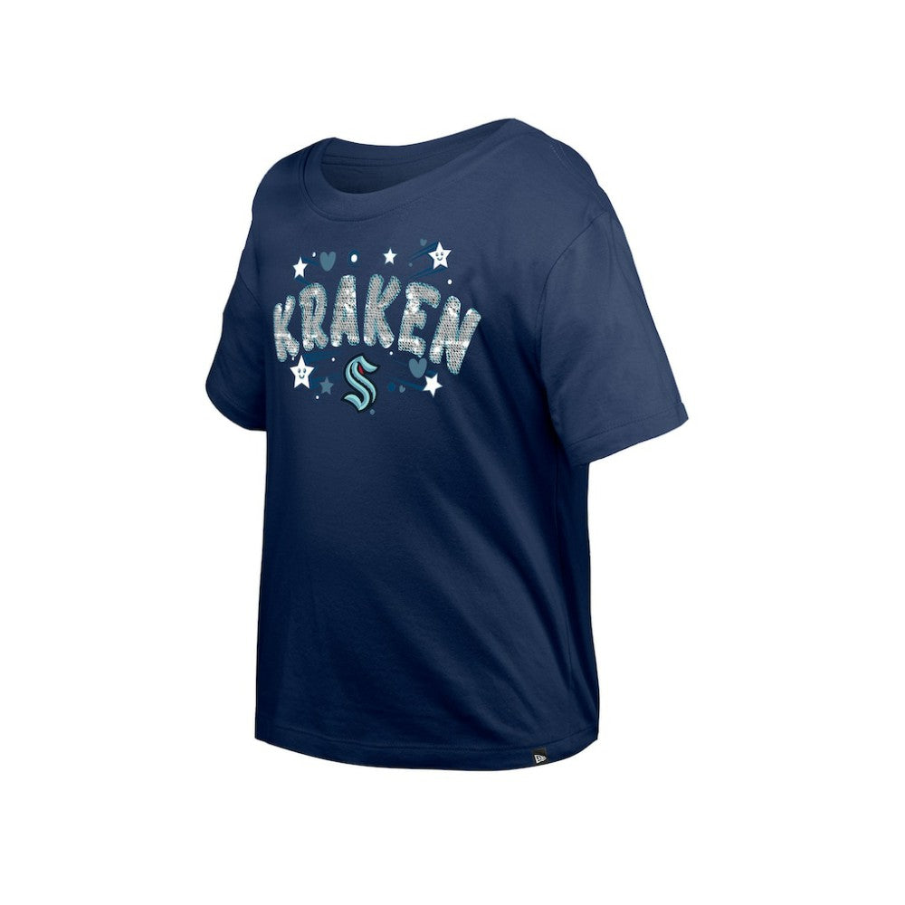 Seattle Kraken New Era Girl's Youth Flip Sequin T-Shirt Sale