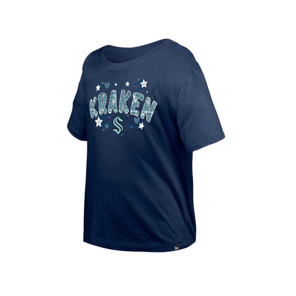 Seattle Kraken New Era Girl's Youth Flip Sequin T-Shirt Sale