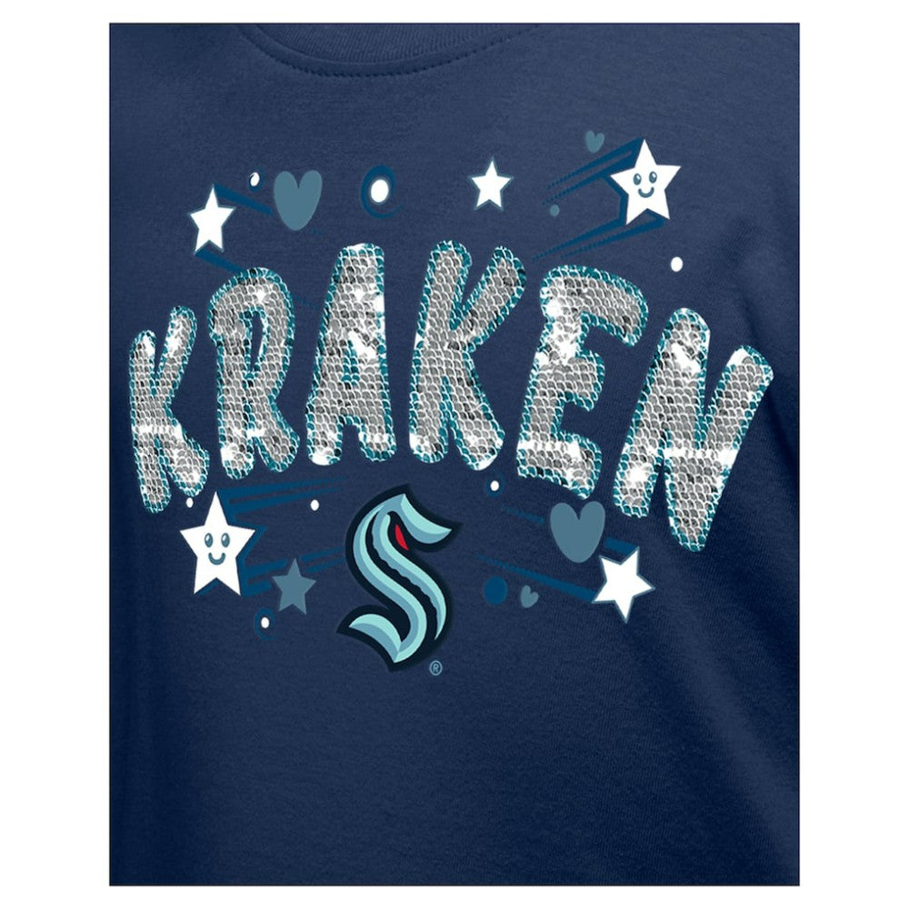Seattle Kraken New Era Girl's Youth Flip Sequin T-Shirt Sale