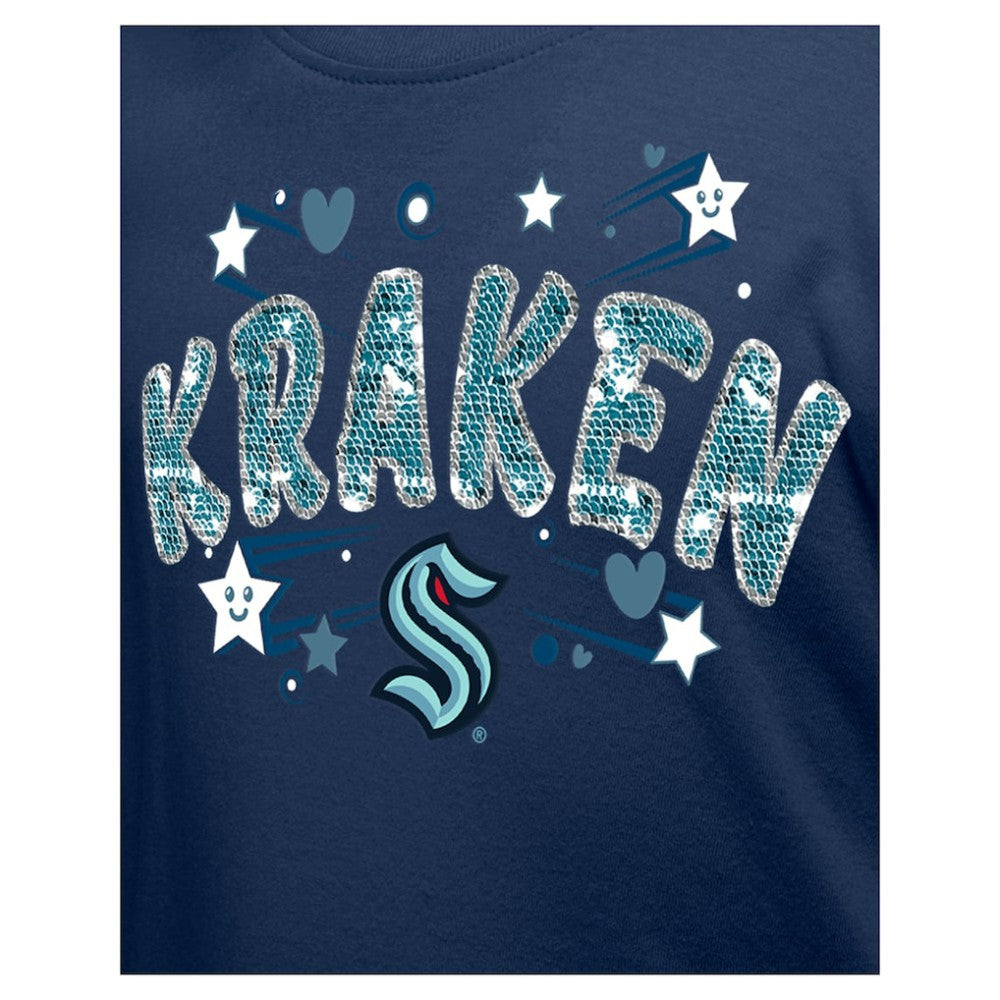 Seattle Kraken New Era Girl's Youth Flip Sequin T-Shirt Sale
